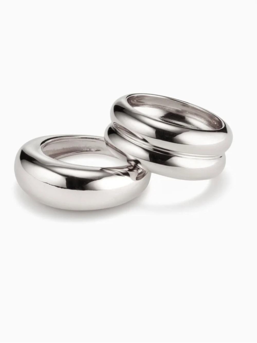 Agmes Domed Ridge Ring Set - Silver